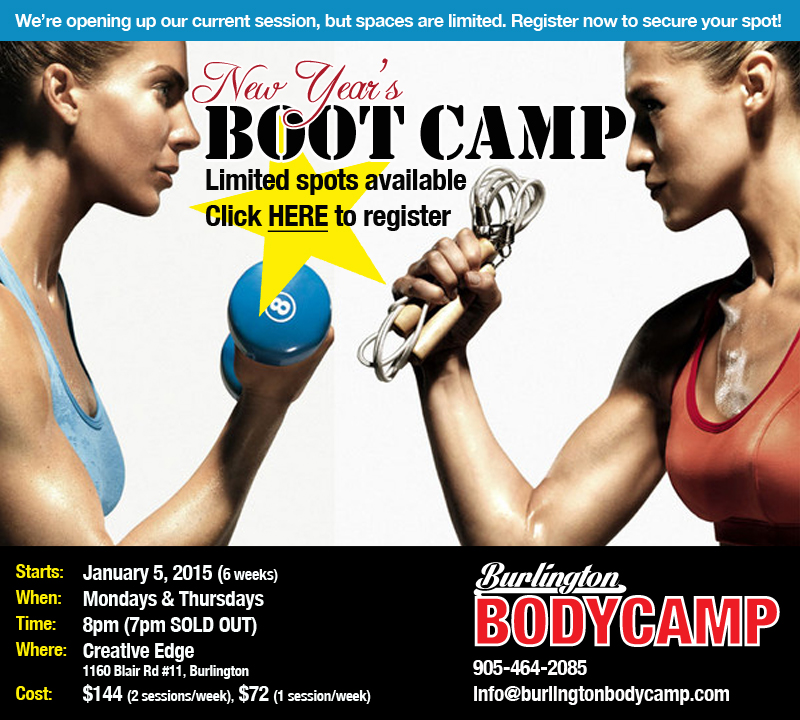 Spaces still available! Burlington Boot Camp starts January 5, 2015