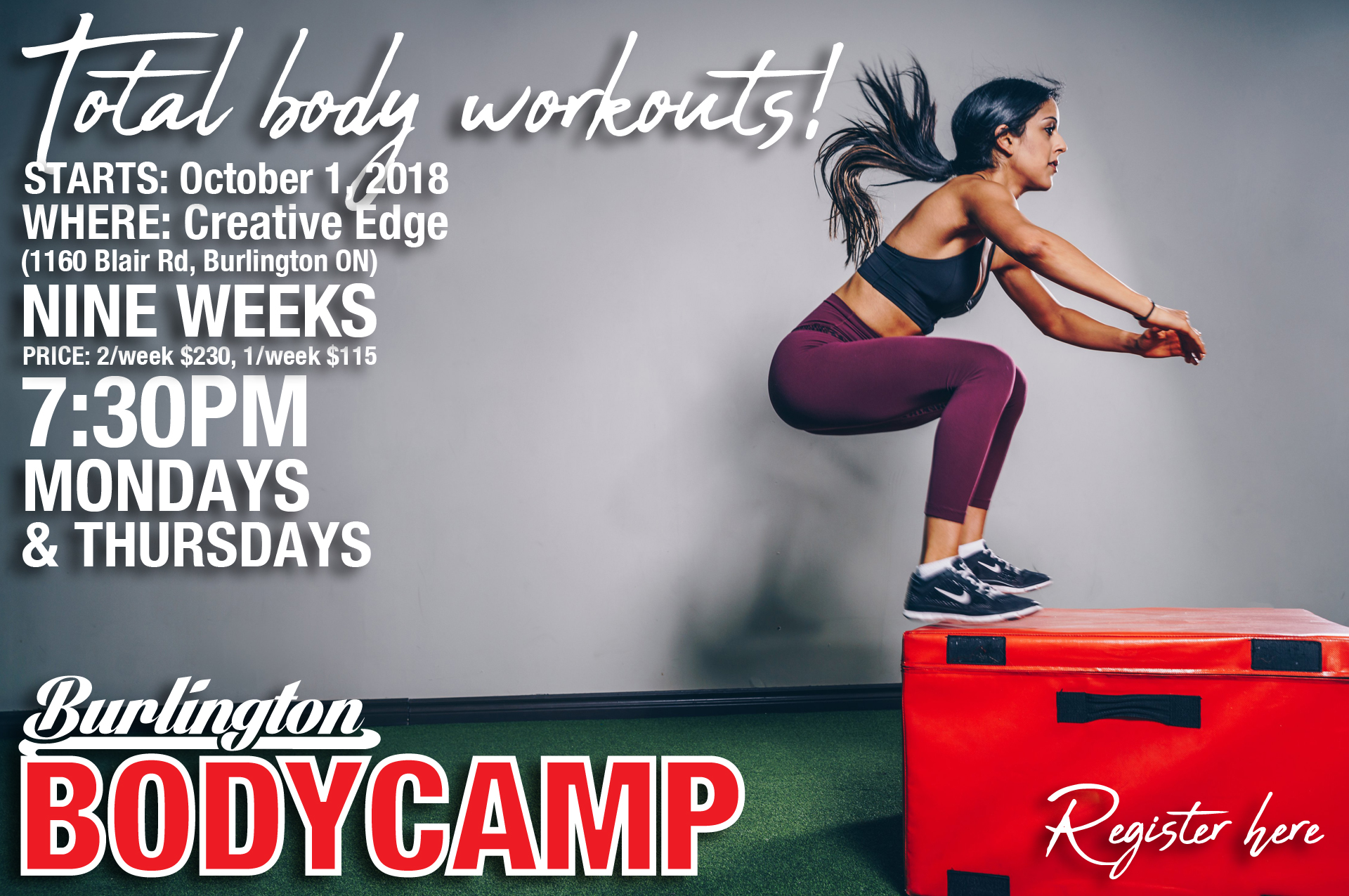 Burlington Body Camp Fall Session Starts October 1, 2018